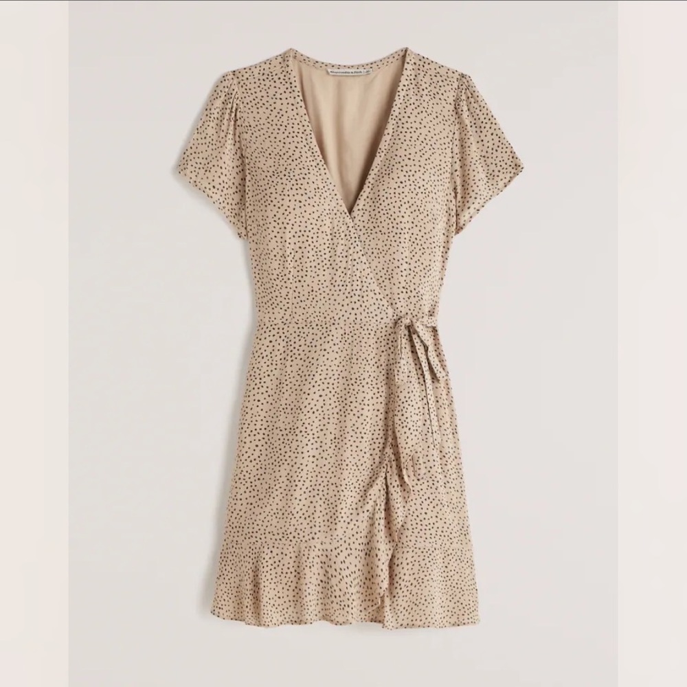 Short-Sleeve Ruffle Wrap Mini Dress